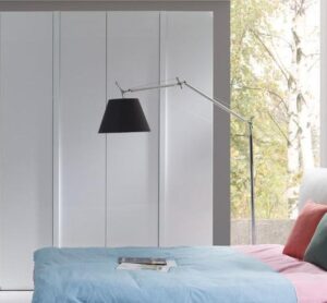 Italia 20 - 4 Door Wardrobe 182cm in White Gloss - interior layout with the doors open