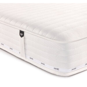 Close-up of the quilted knitted cover and Jay-Be branded border of the Pure Anti-Allergy mattress