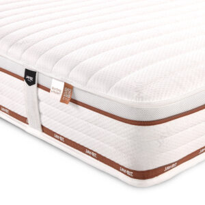 Close-up of the Jay-Be Ryze 800 quilted top and ventilated 3D mesh border with copper trim