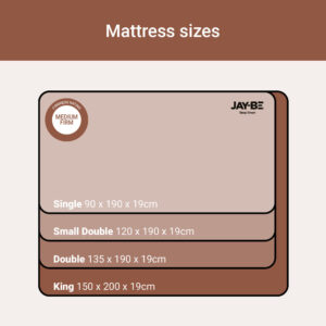 Ryze Deep Quilted size chart: single, small double, double and king, medium-firm rating