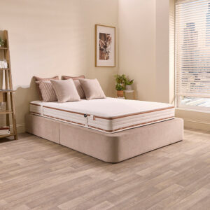 Jay-Be Ryze Memory mattress on an upholstered bed in a bright bedroom, roomset view