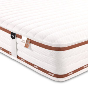 Close-up of the Jay-Be Ryze Memory deep quilted knitted cover and branded border