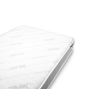 Detail of the white knitted anti-allergy cover with the Jay-Be pattern on the Simply Kids Bunk Mattress