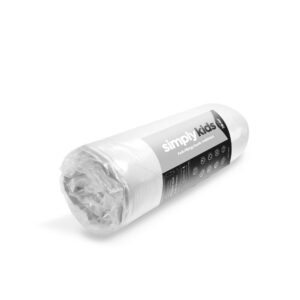 Simply Kids Anti-Allergy Bunk Mattress vacuum-packed and rolled for delivery in Jay-Be printed wrapping