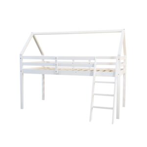 Side view of the white house mid sleeper showing the ladder and slatted base