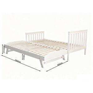 Dimension drawing of the trundle: 194 x 94 cm, 19.5 cm high stowed and 30 cm with legs down