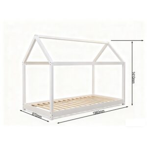 Dimension drawing of the house bed: 196 cm long, 97 cm wide and 141 cm high