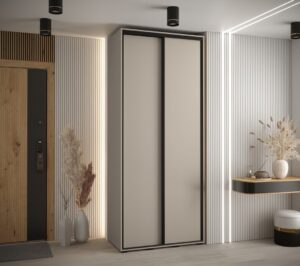 Dakota I Sliding Door Wardrobe 100cm in Cashmere - front view with the doors closed