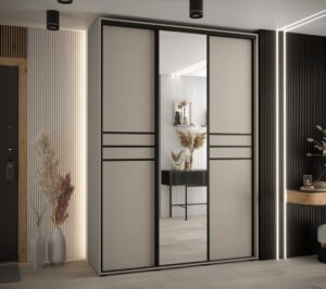 Dakota XI Sliding Door Wardrobe 170cm in Cashmere - front view with the doors closed
