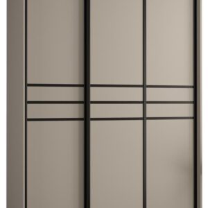 Dakota X Sliding Door Wardrobe 150cm in Cashmere - shown in a bedroom setting, 150cm wide