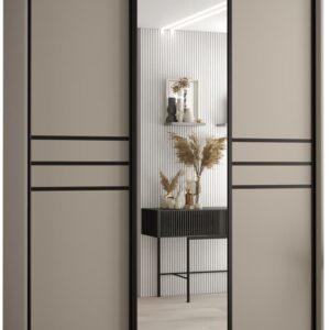 Dakota XI Sliding Door Wardrobe 170cm in Cashmere - shown in a bedroom setting, 170cm wide