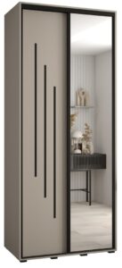 Dakota IX Sliding Door Wardrobe 100cm in Cashmere - shown in a bedroom setting, 100cm wide