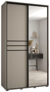 Dakota XI Sliding Door Wardrobe 140cm in Cashmere - shown in a bedroom setting, 140cm wide