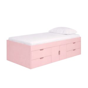Kudl pink multi drawer cabin bed with four drawers and central cupboard, white background