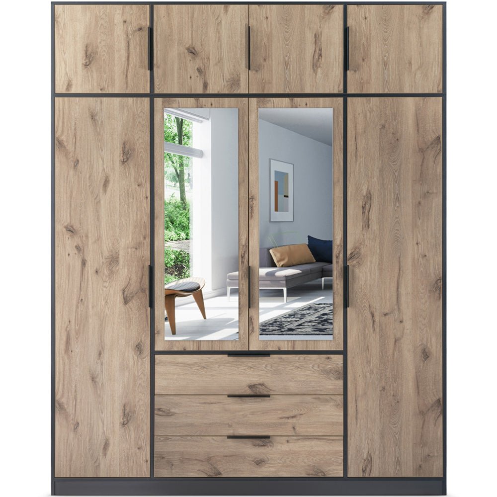 Lati 4 door wardrobe 196cm with the four door top unit fitted, front view