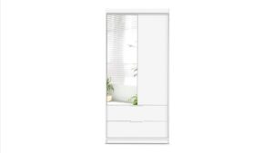 Front view of the Mallorca 2 door wardrobe in White Matt with full length mirror