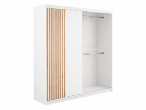 Mallorca 203cm wardrobe in White Matt with sliding panel moved across showing hanging space