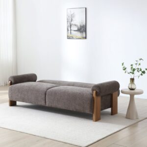 Mila Sofa Bed in Mercury Mocha Soft Chenille, in a styled room setting