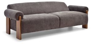 Mila Sofa Bed in Mercury Mocha Soft Chenille, product view on a white background