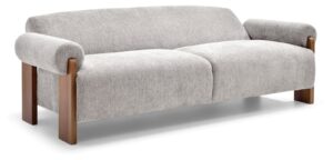 Mila Sofa Bed in Mercury Natural Soft Chenille, product view on a white background