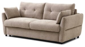 Miller Roll Out Sofa Bed in Rhea Taupe Chenille, three-quarter angle view