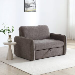 Millie Sofa Bed in Mercury Mocha Soft Chenille, in a styled room setting
