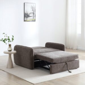 Millie Sofa Bed in Mercury Mocha Soft Chenille, in a styled room setting