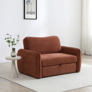Millie Sofa Bed in Mercury Orange Soft Chenille, in a styled room setting