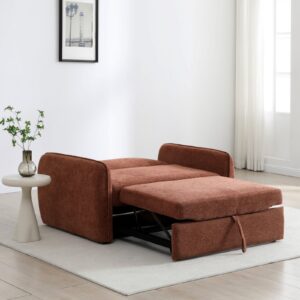 Millie Sofa Bed in Mercury Orange Soft Chenille, in a styled room setting