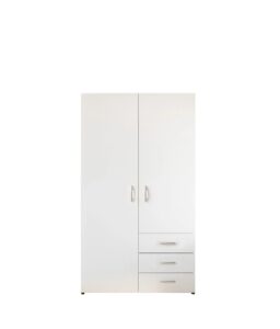 Harry 2 Door Wardrobe 100cm in White - shown in a bedroom setting, 100cm wide