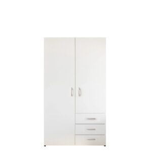 Harry 2 Door Wardrobe 100cm in White - shown in a bedroom setting, 100cm wide