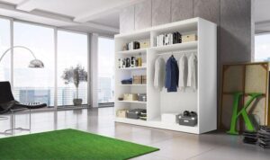Multi 32 Sliding Mirror Door Wardrobe 203cm - close detail of the door finish and handle