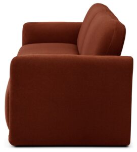 Murphy Sofa Bed in Mohair Burnt Orange Flat Velvet, product view on a white background