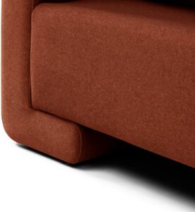 Murphy Sofa Bed in Mohair Burnt Orange Flat Velvet, product view on a white background