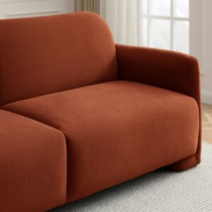 Murphy Sofa Bed in Mohair Burnt Orange Flat Velvet, in a styled room setting