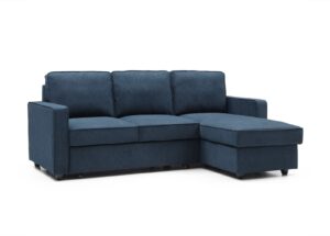 Myles Corner Sofa Bed in Themis Blue, product view on a white background