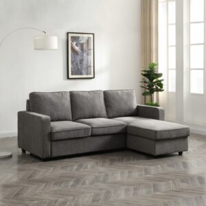 Myles Corner Sofa Bed in Typhon Grey, in a styled room setting