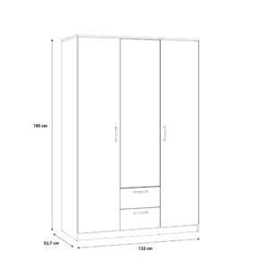 Niko mirrored wardrobe dimensions: 122.6cm wide, 52.7cm deep, 185cm high