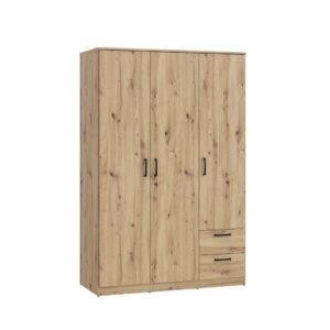 Niko 123cm wardrobe in Artisan Oak, angled view