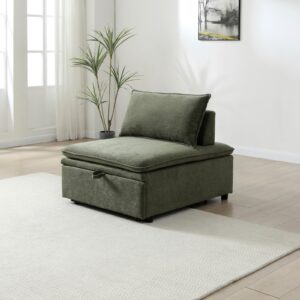 Rhodes Single Seat Sofa Bed in Dionysus Olive Chenille, in a styled room setting