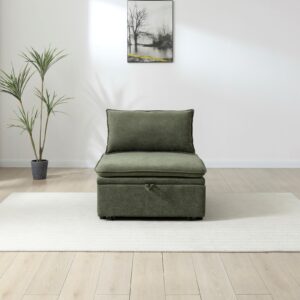 Rhodes Single Seat Sofa Bed in Dionysus Olive Chenille, in a styled room setting