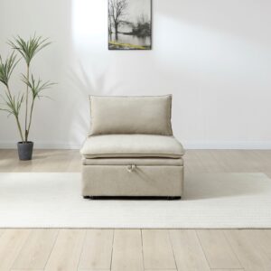 Rhodes Single Seat Sofa Bed in Dionysus Taupe Chenille, in a styled room setting