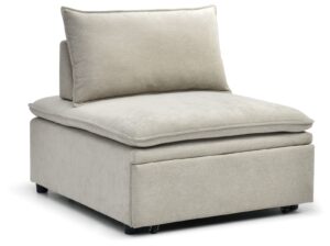 Rhodes Single Seat Sofa Bed in Dionysus Taupe Chenille, product view on a white background