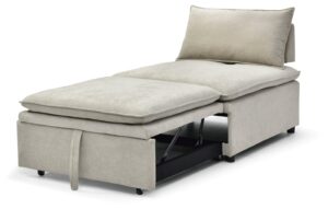 Rhodes Single Seat Sofa Bed in Dionysus Taupe Chenille, product view on a white background