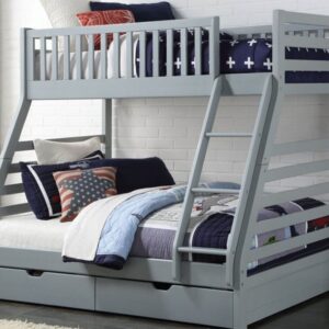 Apley States triple sleeper bunk bed in grey in a children's bedroom