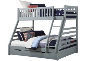 States grey triple bunk bed cut-out on a white background