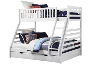 States white triple bunk bed cut-out on a white background