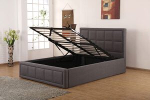 Sia ottoman bed with the gas-lift storage base raised