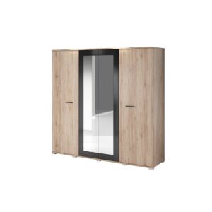 Bari Hinged Door Wardrobe 200cm in Oak San Remo - shown in a bedroom setting, 200cm wide