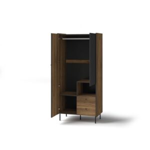 Prestigo Hinged Door Wardrobe 88cm in Oak Walnut - front view with the doors closed